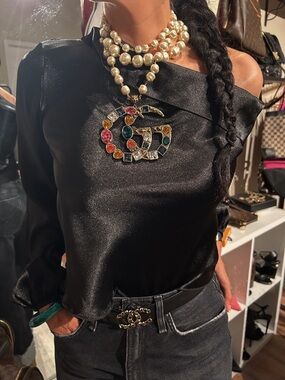 Gucci Pearl Necklace with Multicolor Crystal Double-G Logo Pendant